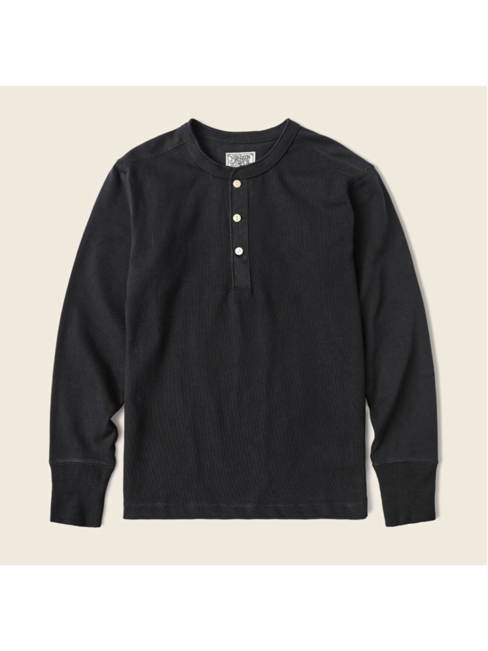 100% Cotton Vintage Black Side Closing Henley Shirt Bronson Mfg Size XL
